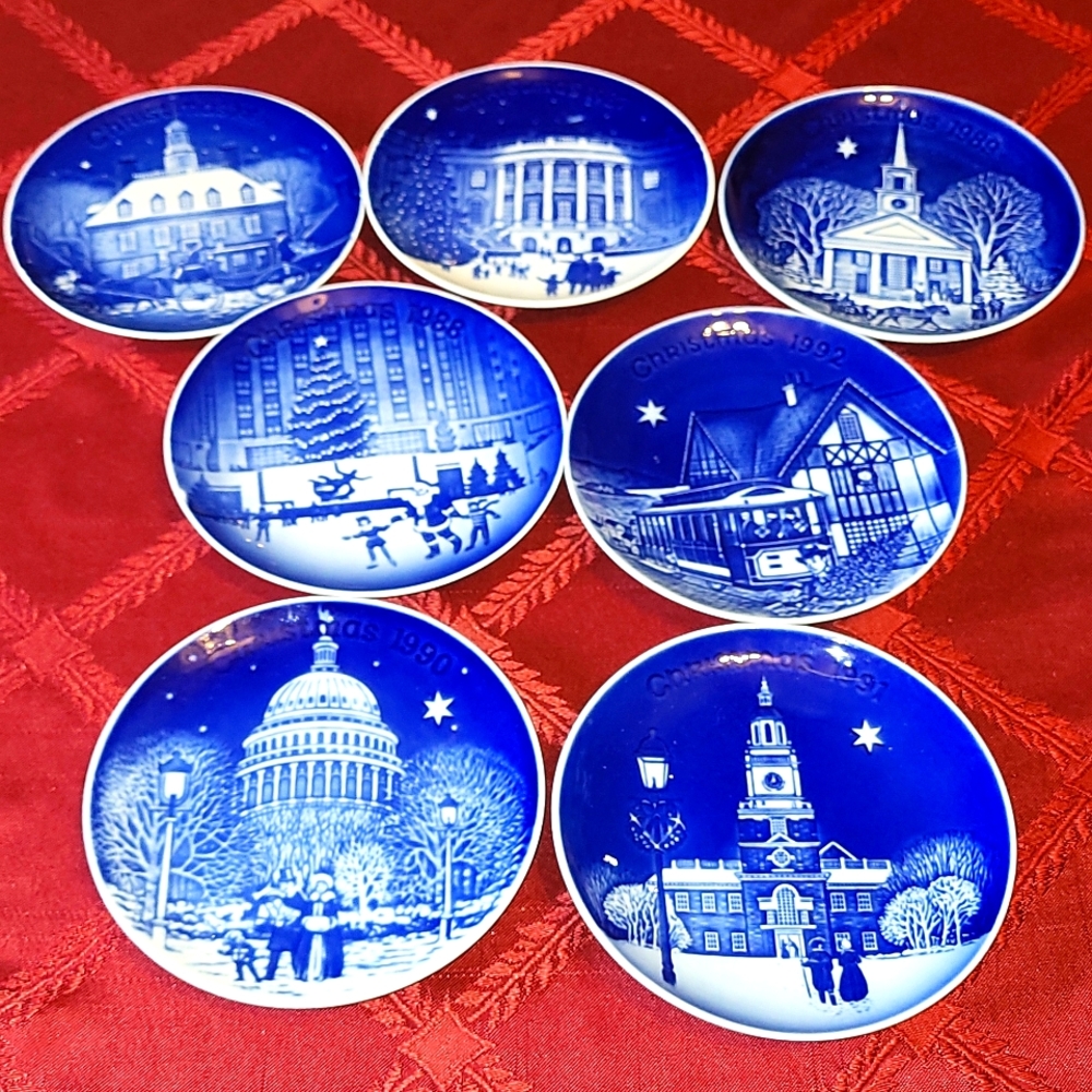 7 5in. Christmas hand painted wall plates